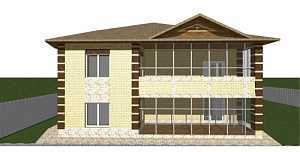 Индивидуальный жилой дом из керамзитоблоков с облицовкой колотым силикатным кирпичом, а так же фасадной штукатуркой